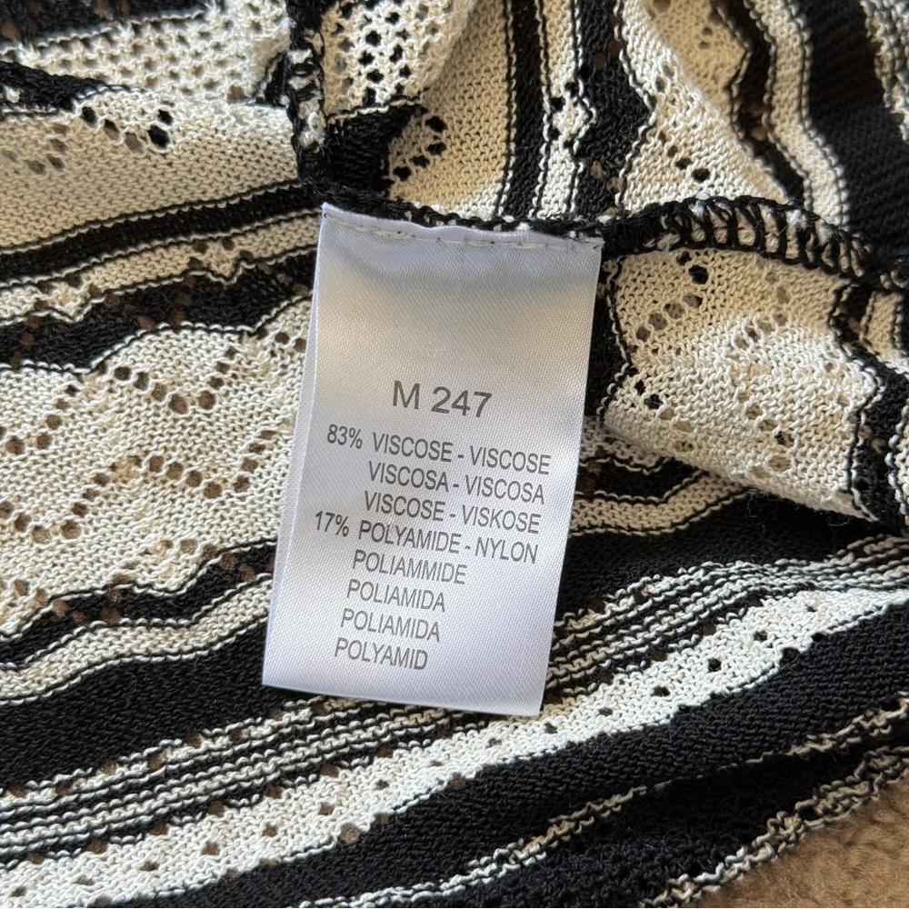 Gerald Darel Black & White Striped Long Cardigan Cozy Sz 2 - Picture 4 of 5